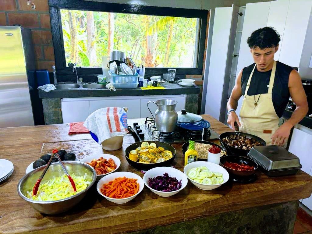 Fresh food prepared at the Elemental Writing retreat